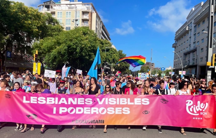 Thousands parade in Barcelona's 2022 Pride on June 25, 2022 (by Catalan equality ministry)